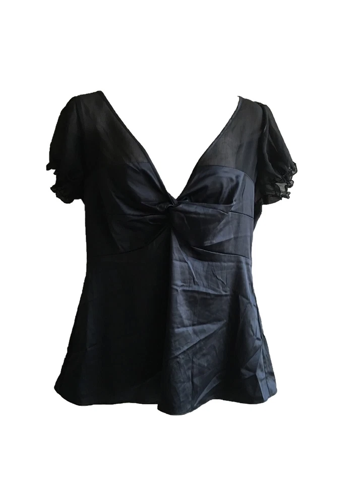 "Esprit Collection" Glossy Black Casual Blouse, 100% Polyester,Size12, - Image 1 of 1