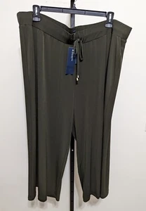 Jones New York Women's Plus Olive Green Crop Capri Stretch Wide Leg Pants 3X $74 - Picture 1 of 10