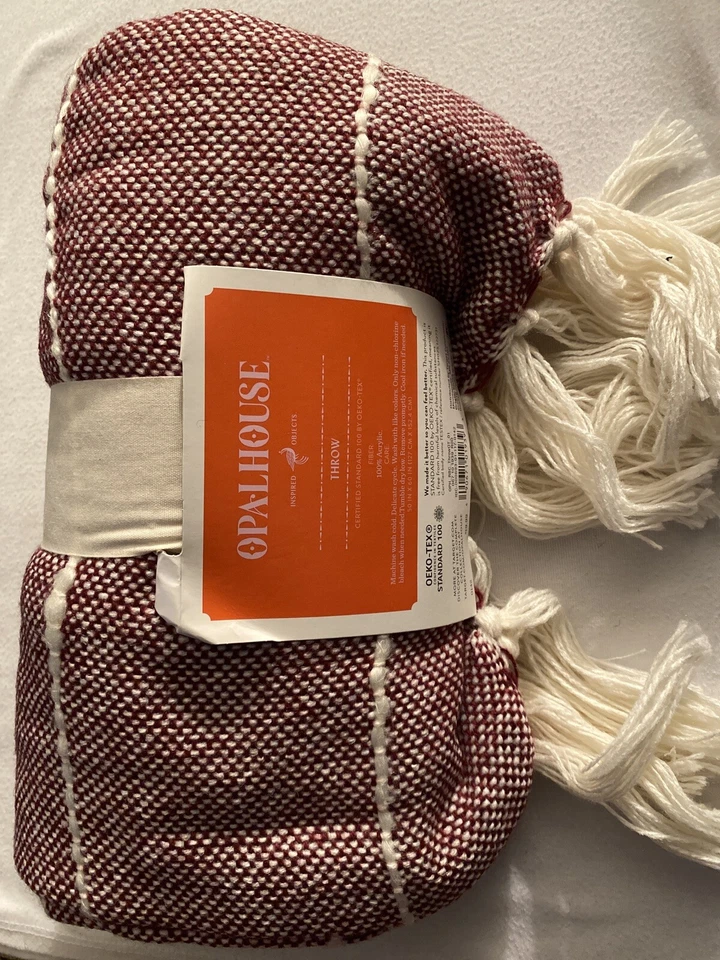 Opalhouse | Woven Stripe Throw Blanket 60" x 50" Purple Farmhouse | Brand New - Image 1 of 1