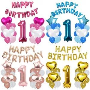 1st Birthday Number 1 Boy Girl Filled Balloons Baby Party Decoration Ballons UK - Picture 1 of 65