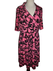 DONNA RICCO Pink Black Whales Fit & Flare Dress L Large - Picture 1 of 8