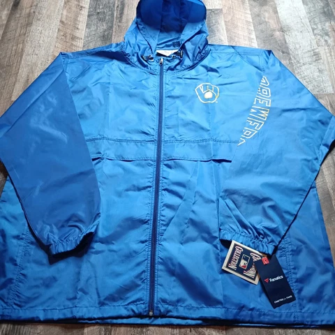 Milwaukee Brewers Windbreaker Jacket Men's Size 3XL Fanatics Full Zip MLB Blue Cover