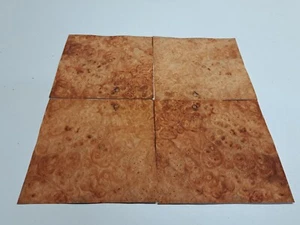 Burr Maple Wood Veneer - 4 NATURAL WOOD SHEETS - 160mm x 160mm - Picture 1 of 6