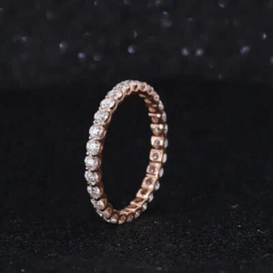 2Ct Round Cut Lab-Created Wedding Full Eternity Ring 14K Rose Gold Plated - Picture 1 of 8