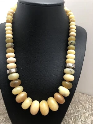 Jay King Yellow Opal Large Sterling Silver 925 Necklace - Image 1 of 4