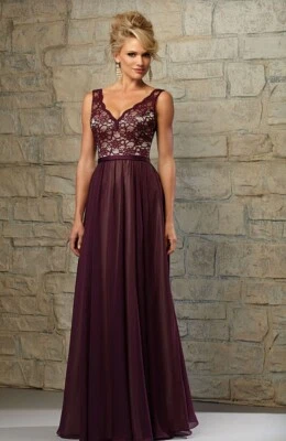 Mori Lee dama de honra, social, formal, vestidos de formatura, tamanho 14, cor bordô - Imagem 1 de 4