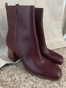 Stivali donna Marc Fisher Floria rosso mattone pelle blocco impilati punta quadrata 9,5 - Foto 1 di 5