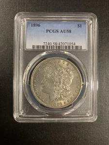 1896 PCGS AU58 Morgan Silver - Picture 1 of 2