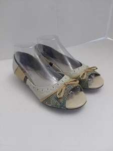 Bobbi Blu Kassidy Size 7.5 M womens Flats Leather Peep Toe Tan Patchwork NEW - Picture 1 of 7