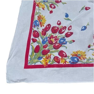 "Mantel vintage con estampado floral de tulipán 51"" x 48"" cuadrado pequeño" - Imagen 1 de 6