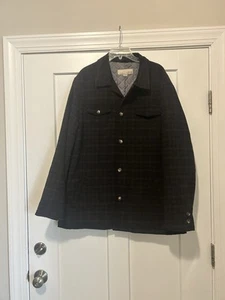 Utex Wool Blend Plaid Shirt Jacket Button Up Quilted Lining Size XL - Picture 1 of 8