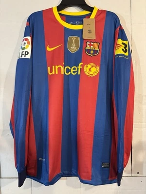 FC Barcelona Messi FIFA 2009 Championship Long Sleeve Soccer Jersey Men 2XL Slim - Image 1 of 4