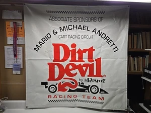 MARIO and MICHAEL ANDRETTI signed autographed Racing Team Banner 4ft x 4ft. - Bild 1 von 7