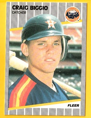 1989  FLEER  CRAIG BIGGIO ROOKIE   #353    NM+/MINT    ASTROS  HOFer - Image 1 of 2