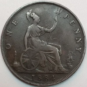 1884 UK Great Britain 1 Penny (Lot#1) - Picture 1 of 2
