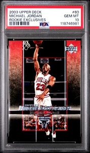 2003 UPPER DECK ROOKIE EXCLUSIVES 60 MICHAEL JORDAN PSA 10 HOF GOAT MVP BULLS - Picture 1 of 3