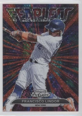 2022 Panini Prizm Fearless Red Donut Circle Prizm /99 Francisco Lindor #FL-13 - Image 1 of 2