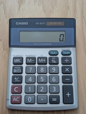 Casio MS-80TE Compact Desktop Calculator Tax Exchange 2 Way Power Solar - Image 1 of 2
