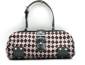 Vintage Cynthia Crowley Purse Handbag Red Black Geometric Pattern Magnetic Close - Picture 1 of 14