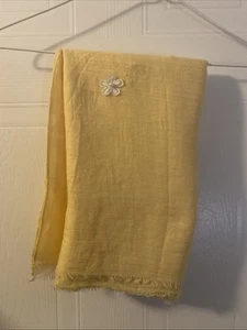 Lulu & Honey yellow Scarf With White Pearls And Flowers - Picture 1 of 1