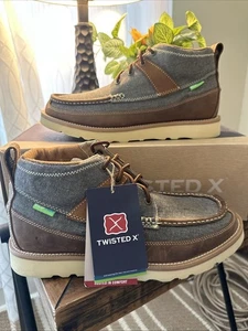 New! Twisted X Men’s 9.5 M Boot Dust & Brown 4” Wedge Sole Lace Up Sustainable - Picture 1 of 16