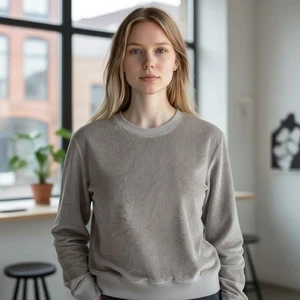 CLU Terry Sweatshirt Women's Size XS USA Grey Crew Pullover Casual Cotton - Picture 1 of 5