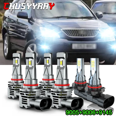 For Lexus RX300 1999-2003 6x 6000K LED Headlight Hi/Lo+Fog Light Bulbs Kit A++ - Image 1 of 4