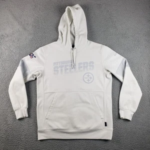 Pittsburgh Steelers Hoodie Mens L White Nike On Field Pullover NFL Football - Picture 1 of 12