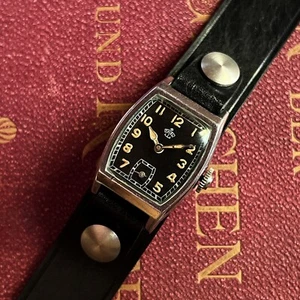 W! Gents THIEL Military Black D German Steel Wrist Watch Art Deco 1940 WW2 Men - Picture 1 of 8