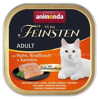 vom Feinsten mit Schlemmerkern in Huhn & Rindfleisch + Karotten 32 x 100g Kat... - Bild 1 von 2