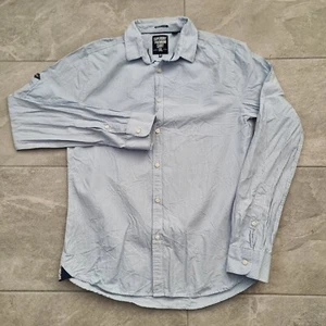 Superdry Shirt Mens Medium Blue Pin Stripe Slim Fit Collared Long Sleeve - Picture 1 of 19
