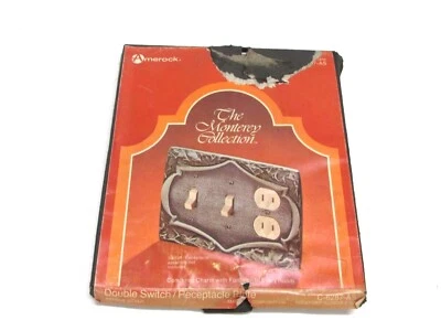 ¡NUEVO! HORMIGA AMEROCK MONTEREY VINTAGE. PLACA DE PARED DOBLE INTERRUPTOR/RECEPTÁCULO PLATEADO Foto 1 de 3