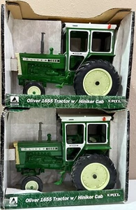 2 tractors - 1/16 oliver 1655 w/ 1300 Hiniker cabs Boxes have wear - Picture 1 of 2