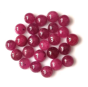 Genuine Ruby Cabochon 4X4 mm Round Cut Natural Unheated Loose Gemstone 25 Pieces - Picture 1 of 4