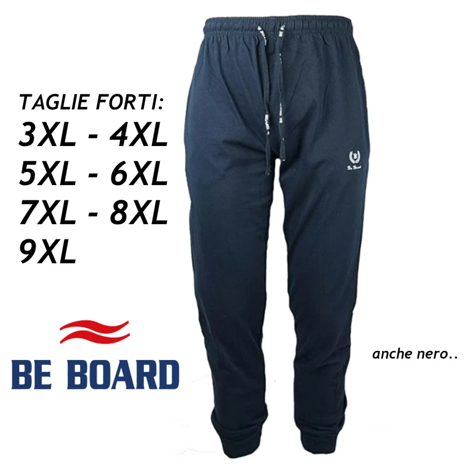 Pantalone Tuta Uomo Cotone Leggero Polsino Taglie Forti BE BOARD 5X 6X 7X 8X 9X - Immagine 1 di 1