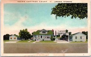 40s Roadside Postcard Hein's Cottage Court Laramie Wyoming Motel 1944 US Hwy 30 - Picture 1 of 2
