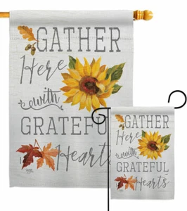 Grateful Hearts Garden Flag Harvest Autumn Fall Decorative Yard House Banner - Picture 1 of 17