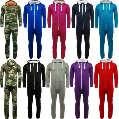 1Onesie For Men Long Sleeve Hooded Jumpsuit Camouflage Zipup One Piece Playsuit - image 1 of 2