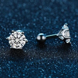 1ct Earrings White Gold Diamond Test Pass Lab-Created VVS1/D/Excellent - Picture 1 of 5