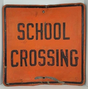 Vtg School Crossing Embossed Metal Road Sign Heavy Retired Pennsylvania DOT 24" - Picture 1 of 9