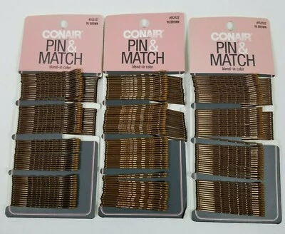 Conair Pin & Match 90 ct Brown Bobby Pins #55352Z Lot of 3  - Image 1 of 2