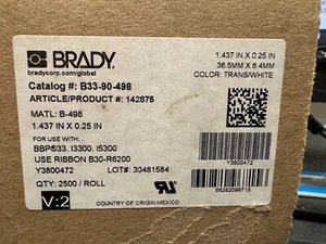 Brady B33-90-498 Repositionable Cloth White 1.437"x.25" 2500/Roll New - Picture 1 of 2