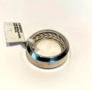 David Yurman NEW Mens 8.5mm Bevel Edged Band Ring in Sterling Silver Size 8 NWT - Picture 1 of 7