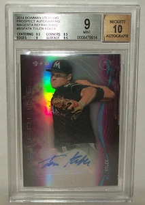 2014 Bowman Sterling Magenta Refractor Tyler Kolek 27/99 Autograph BGS 9/10 MINT - Picture 1 of 2