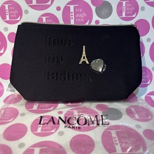 Lancôme Cosmetic Bag "LOVE MY LASHES" BLACK WITH HEART & EIFFLE TOWER NEW - Picture 1 of 6