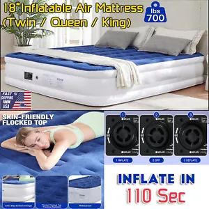 Colchón de aire inflable de 18" King Queen Twin cama de lujo para invitados con bomba incorporada - Imagen 1 de 24