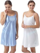 2 Pack Ladies Satin Chemise - Shimmer Ivory & Lavender Sizes 8 - 14 - CLEARANCE