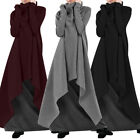 Womens Long Sleeves Pullover Shirts Casual Loose High Neck Maxi Asymmetric Gown