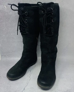 Ugg Elsa Tall Black Waterproof Shearling Leather Boots 1008438 Womens Sz 8.5 - Picture 1 of 11