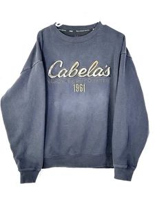 Suéter Cabelas Para Hombres XL Negro Gris Logo Script Spellout Caza Exterior - Imagen 1 de 13